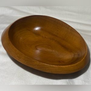 Mid Century Egg Shaped Wood Dish